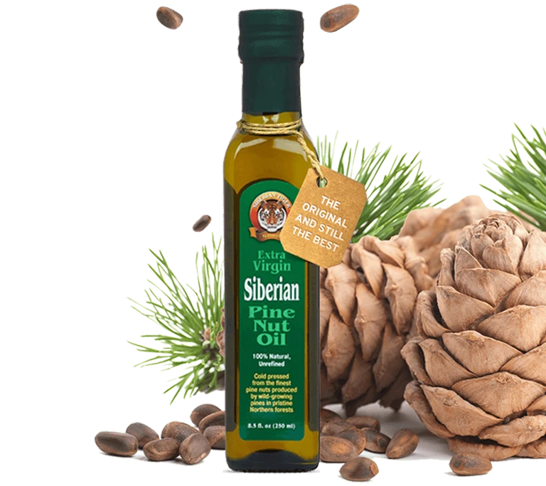 Siberian pine nut oil with pine cone