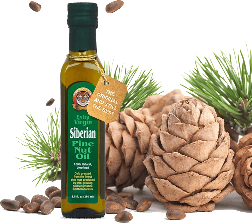 Siberian pine nut oil with pine cone